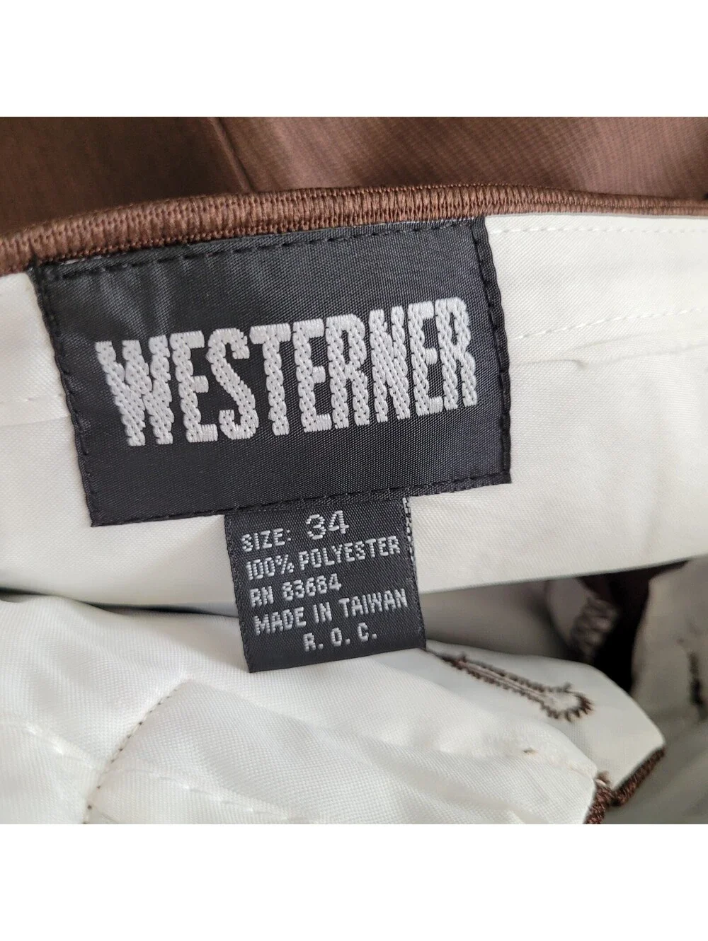Westerner Men's 34x34 Brown Western Dress Pants Unhemmed High Waist - NEW